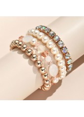 Pearl Gold Round Detail Bracelet Set