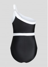 Black swimwear,Contrast Color swimwear,ROTITA Contrast Cutout White One Piece Swimwear