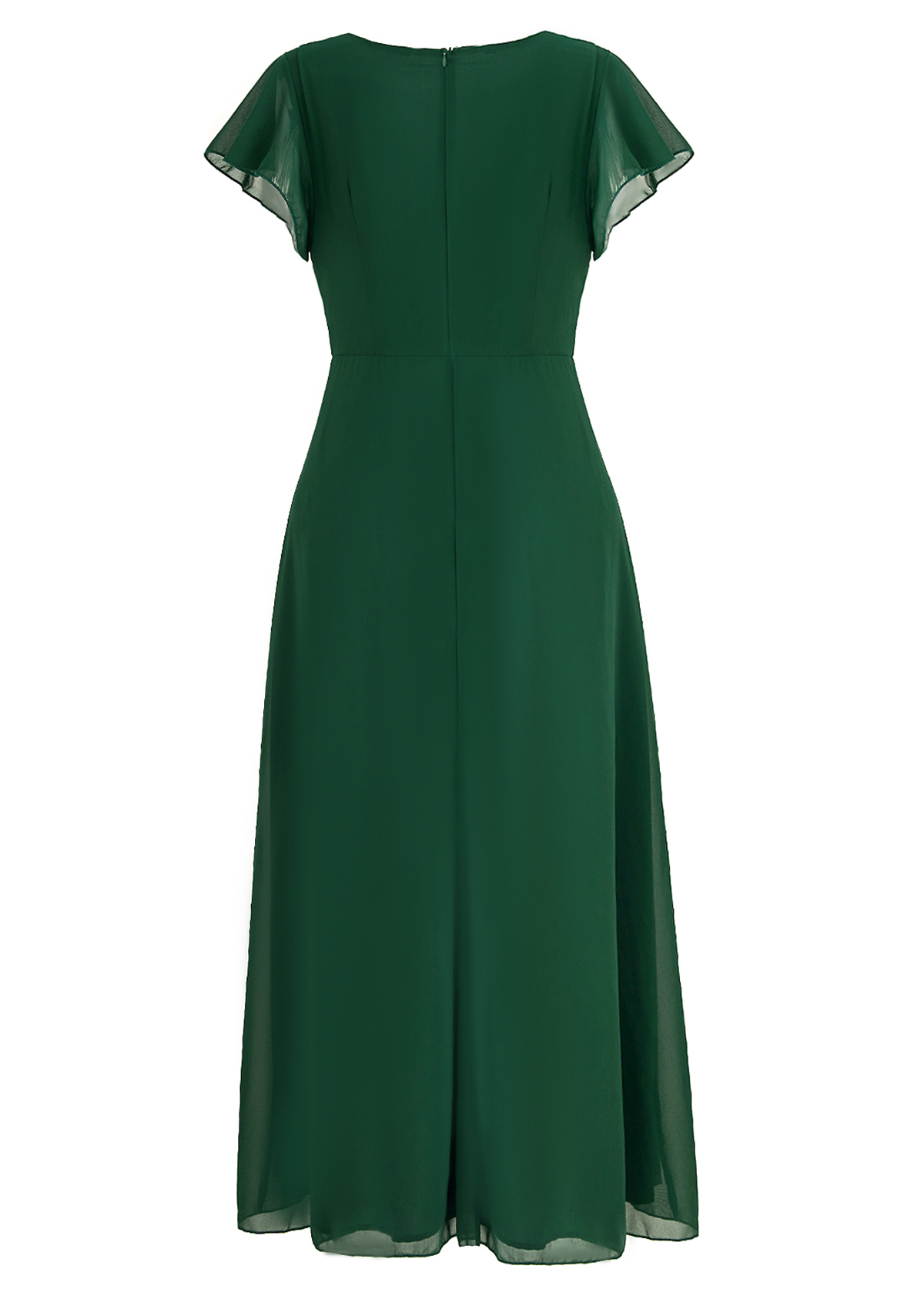 Blackish Green dresses,Plain Color dresses,Party dresses,Elegant dresses,ROTITA Twist Blackish Green High Low V Neck Dress