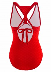 Red swimwear,Plain Color swimwear,ROTITA Red Cut Out One Piece Swimwear