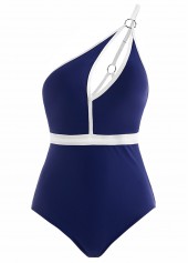 Contrast Color swimwear,ROTITA Spaghetti Strap Contrast Cutout One Piece Swimwear