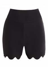 ROTITA Short de bain taille haute noir à ourlet ondulé