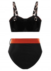 Multi Color swimwear,Leopard swimwear,ROTITA High Waist Leopard Wide Strap Bikini Set