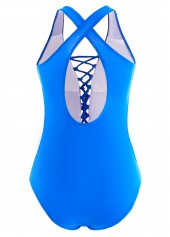 Royal Blue swimwear,Plain Color swimwear,ROTITA Royal Blue Mesh One Piece Swimwear
