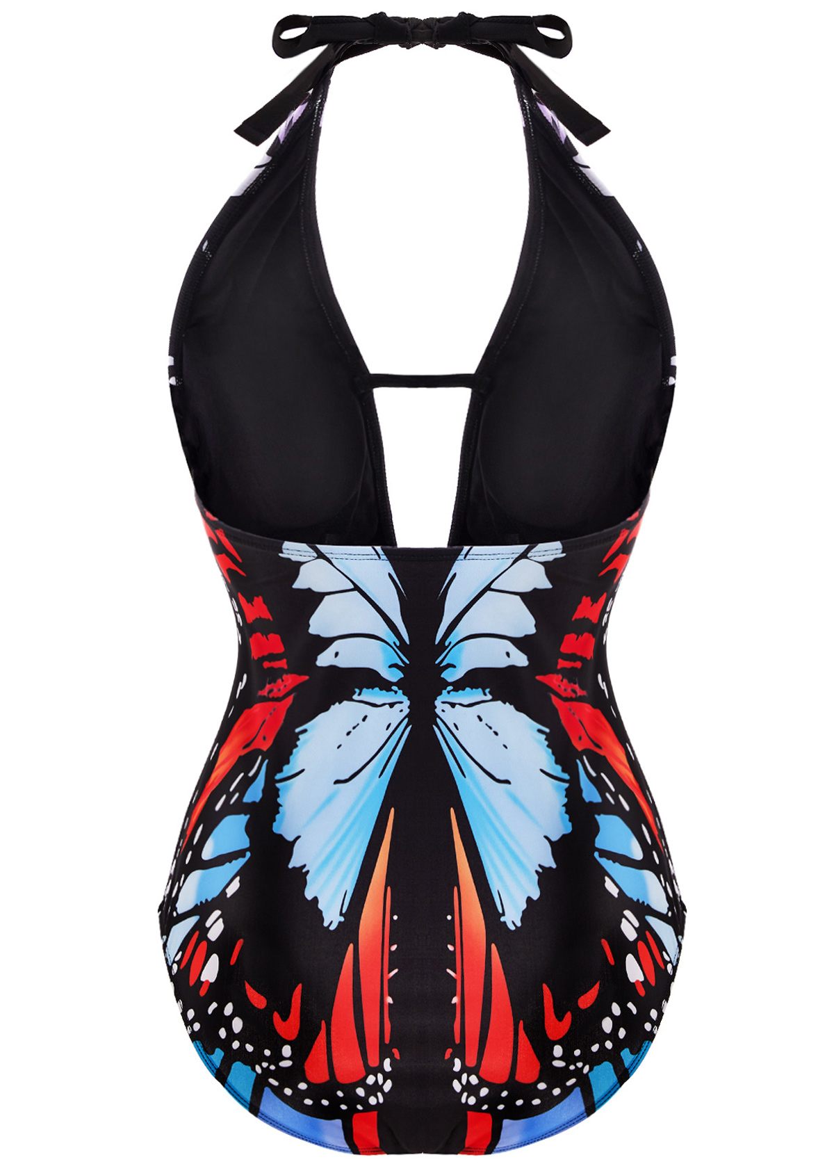 Animal Print swimwear,ROTITA Halter Neck Butterfly Print One Piece Swimwear