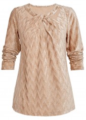 Champagne tops,Plain Color tops,ROTITA Velvet Champagne Long Sleeve T Shirt