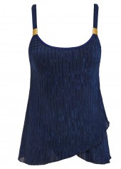 Navy swimwear,Plain Color swimwear,ROTITA Asymmetry Scoop Neck Navy Tankini Set