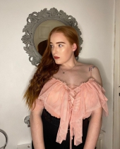 Pink tops,Plain Color tops,ROTITA Lace Up Strappy Cold Shoulder Blouse