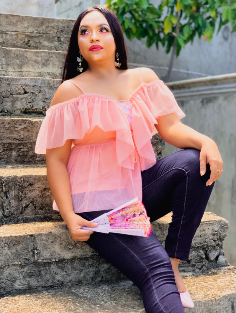 Pink tops,Plain Color tops,ROTITA Lace Up Strappy Cold Shoulder Blouse