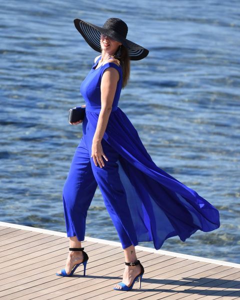 Royal Blue jumpsuits&rompers,Plain Color jumpsuits&rompers,ROTITA High Waist Round Neck Royal Blue Jumpsuit