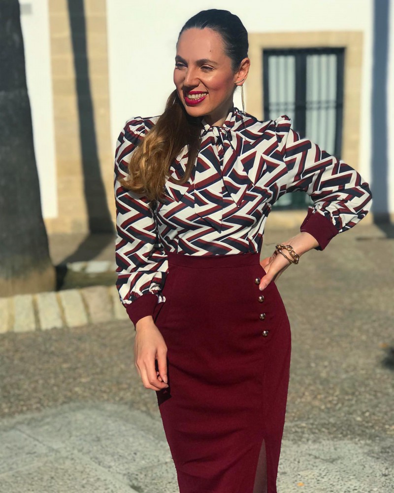 Wine Red dresses,Chevron dresses,Wear to Work dresses,Work dresses,ROTITA Button Striped Wine Red Tie Collar Bodycon Dress