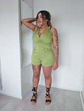 Mustard Yellow jumpsuits&rompers,Plain Color jumpsuits&rompers,ROTITA Tie Mustard Yellow V Neck Sleeveless Romper