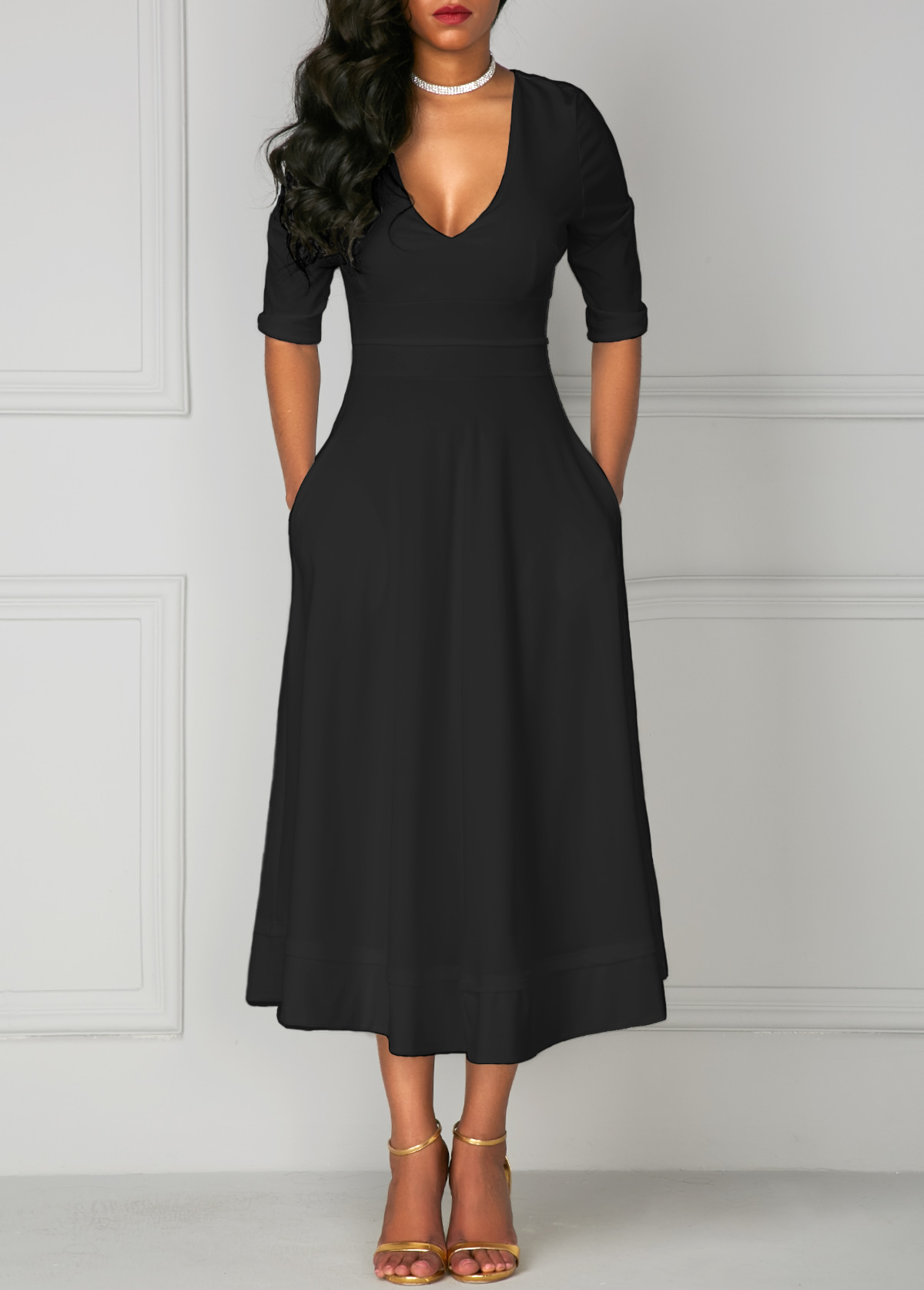 v neck dress with pockets