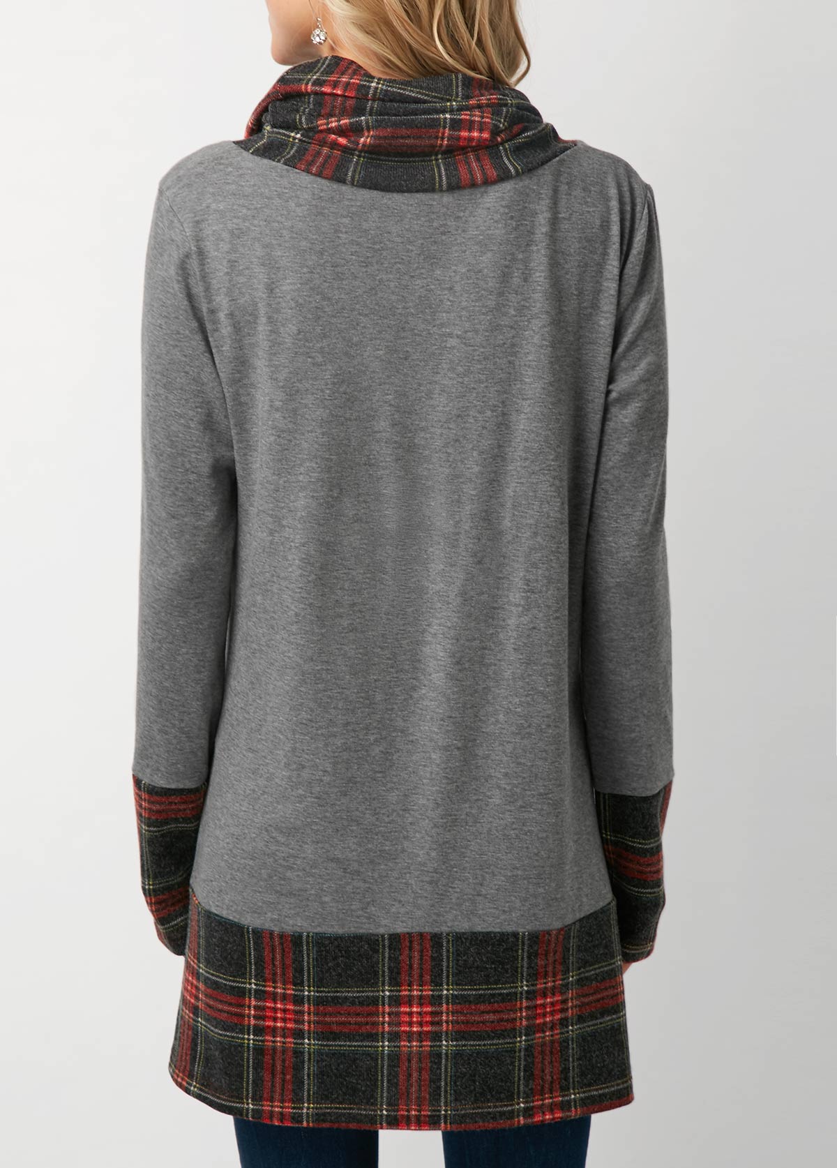 Long Sleeve Cowl Neck Printed Blouse