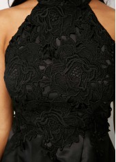 black lace panel sleeveless high low dress