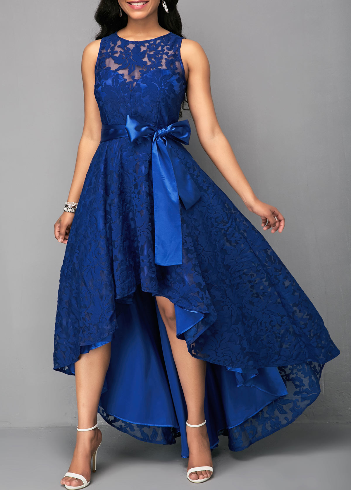 ROTITA Belted High Waist Lace Panel Maxi Dress | Rotita.com - USD $55.87