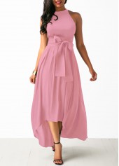 black dress pink cardigan