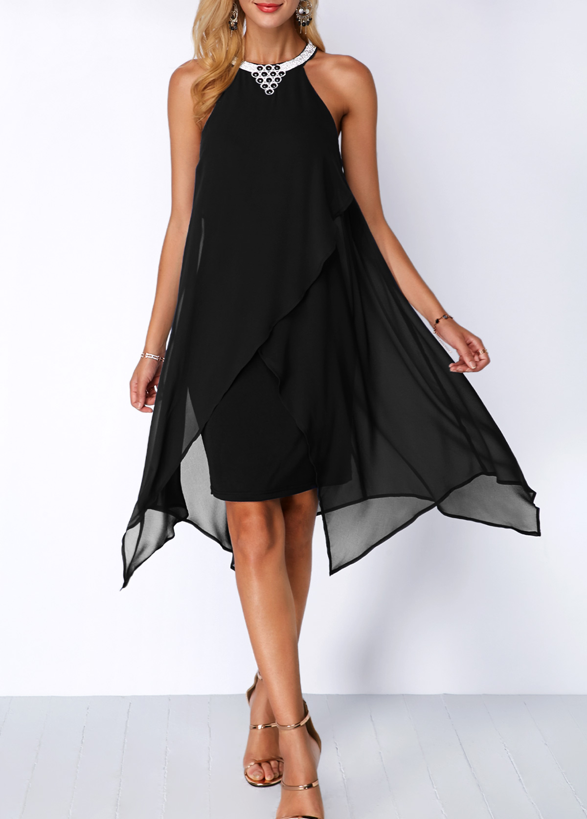 black overlay dress