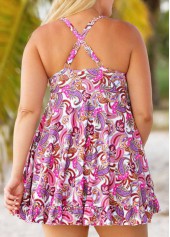 Multi Color swimwear,Paisley swimwear,ROTITA Criss Cross Multi Color Paisley Print One Piece Swimdress