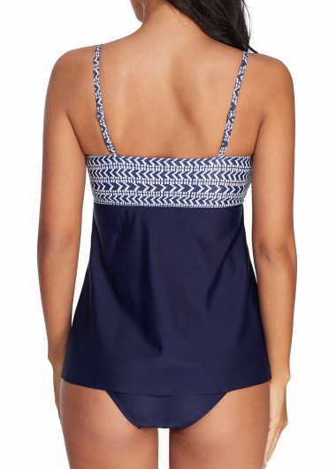 Navy swimwear,Chevron swimwear,ROTITA Chevron Print Navy Blue Tankini Top and Panty