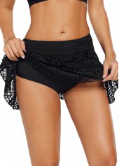 Black swimwear,Plain Color swimwear,Mid Waist Black Pierced Design Pantskirt