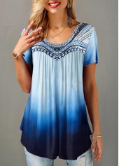 ROTITA Short Sleeve Round Neck Gradient T Shirt