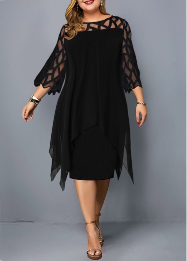mid length black dress plus size