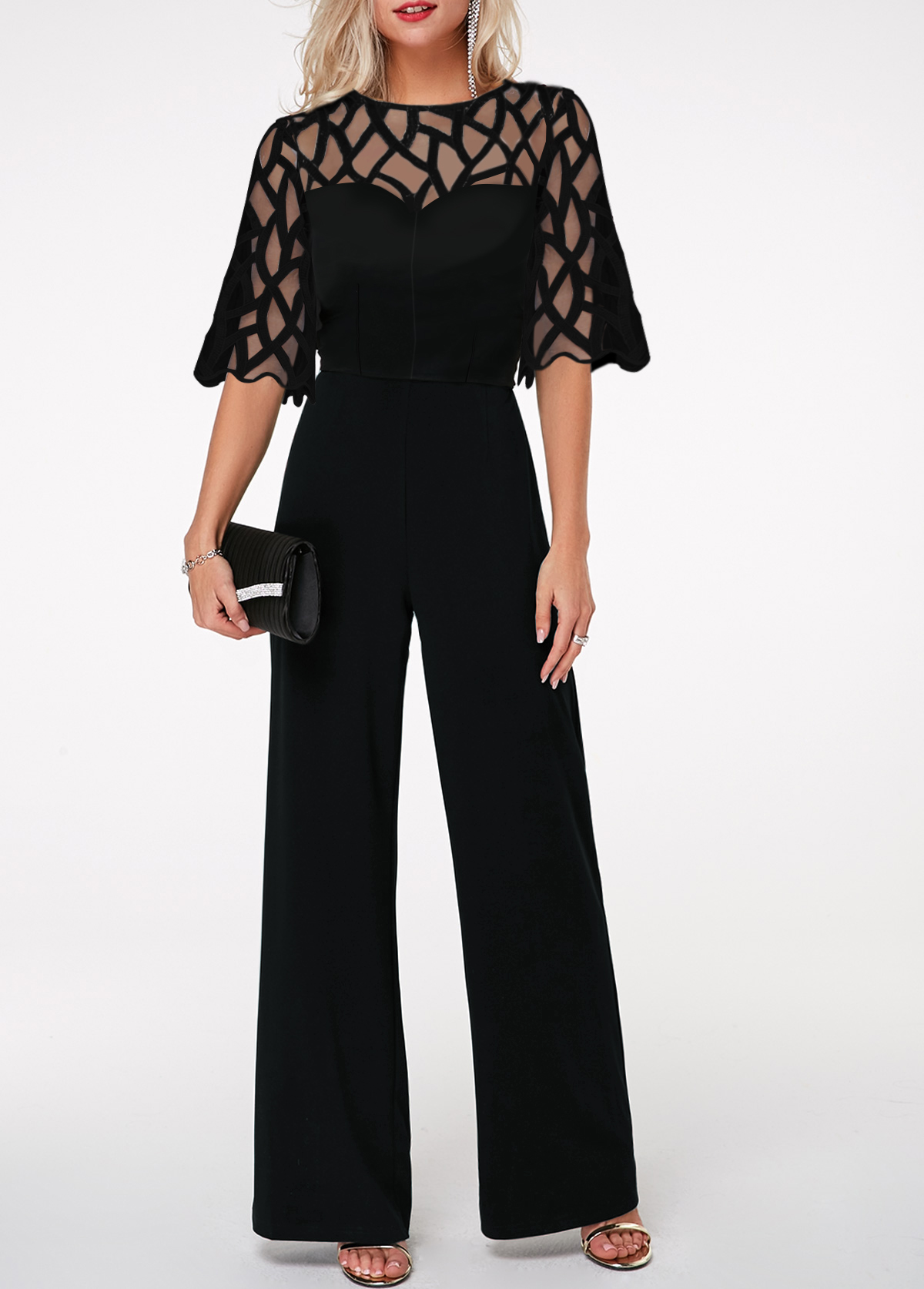 lace panel jumpsuit