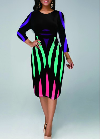 three quarter sleeve sheath dress