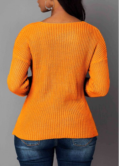 Ginger tops,Plain Color tops,Long Sleeve Asymmetric Hem Cutout Front Sweater