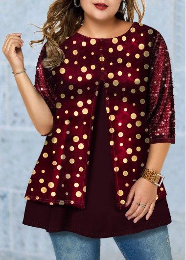 sequin plus size tops