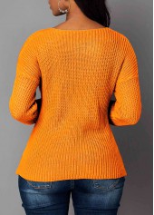 Ginger tops,Plain Color tops,Long Sleeve Asymmetric Hem Cutout Front Sweater