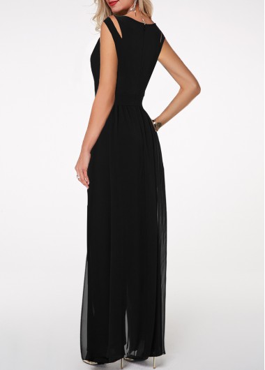 black chiffon overlay jumpsuit