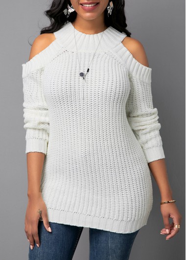 Cold Shoulder Round Neck Long Sleeve Sweater
