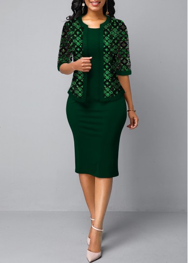 dark green sheath dress