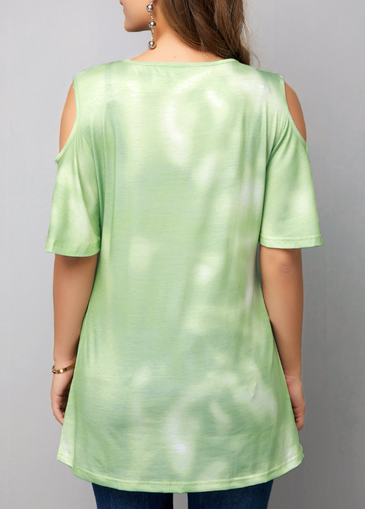 Sage Green tops,Floral tops,ROTITA Half Sleeve Cold Shoulder T Shirt