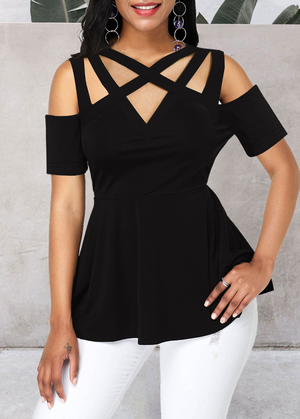 peplum black blouse
