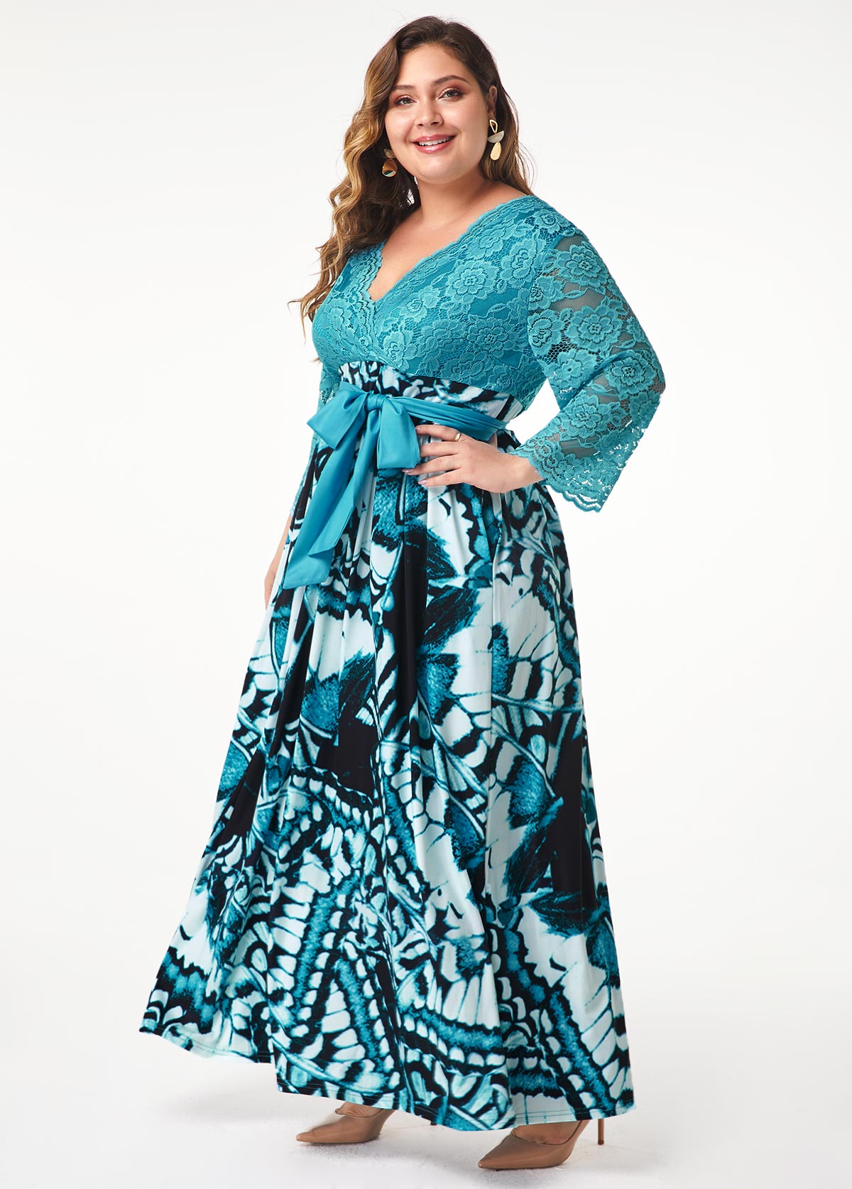 plus size teal maxi dress