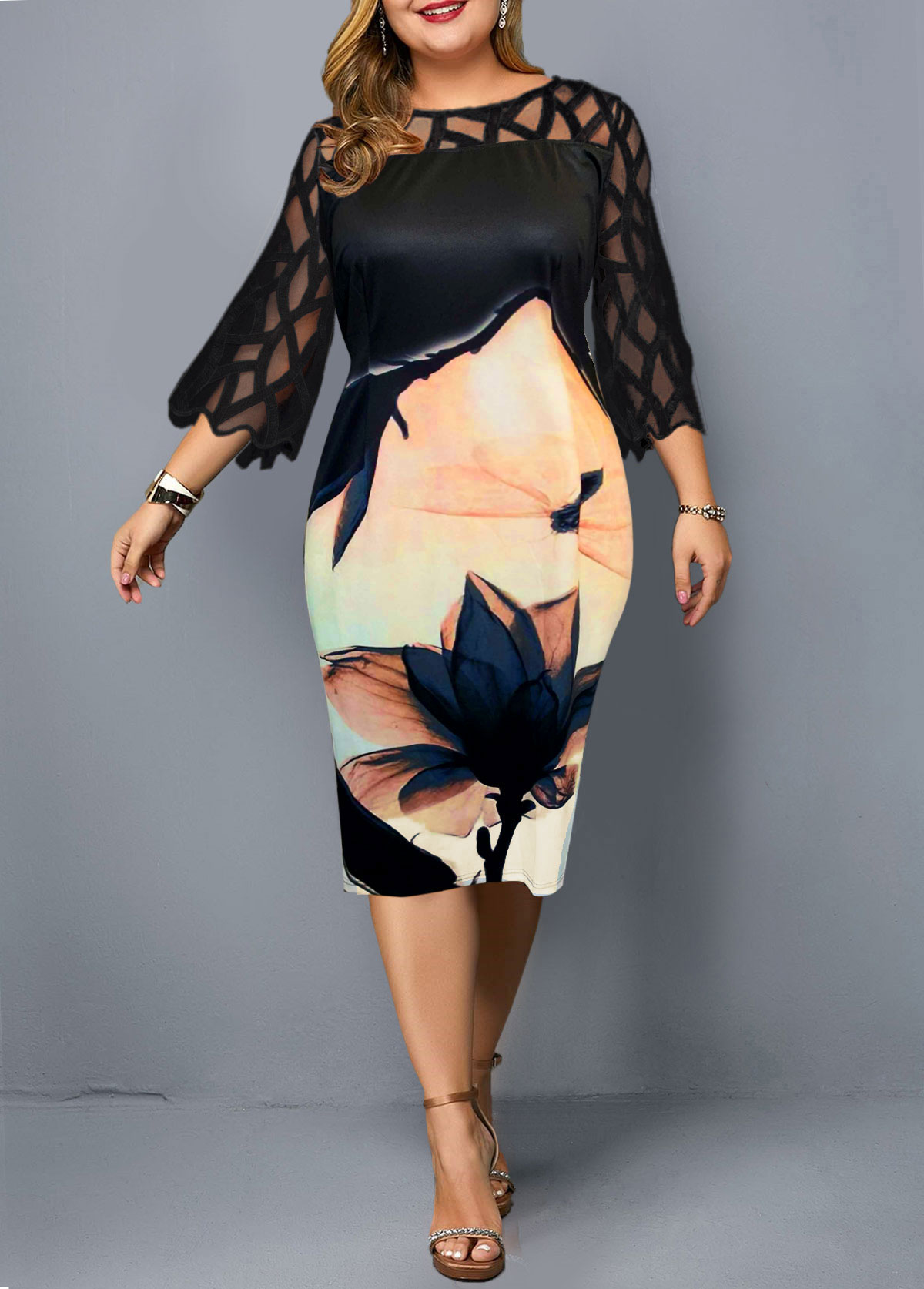 mesh black dress plus size