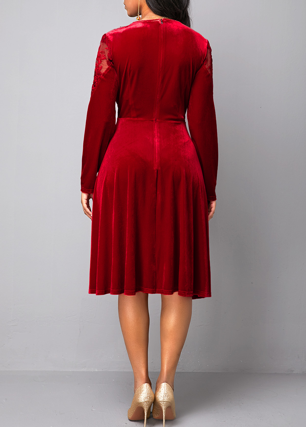 velvet dark red dress