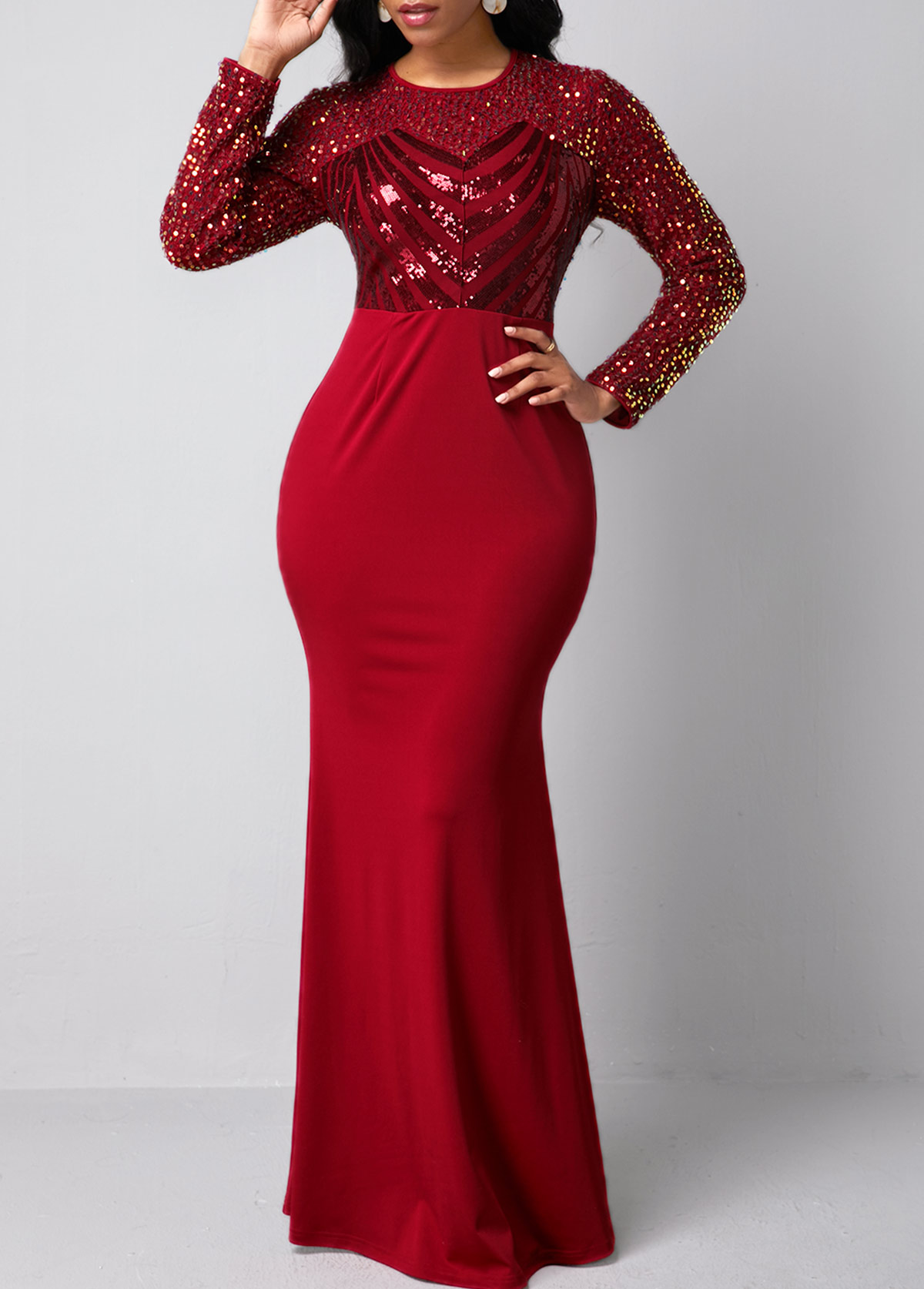 red mermaid sequin dress