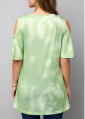 Sage Green tops,Floral tops,ROTITA Half Sleeve Cold Shoulder T Shirt