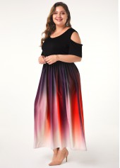 Pink dresses,Ombre dresses,Party dresses,Elegant dresses,ROTITA Tummy Coverage Ombre Pink Maxi Scoop Neck Dress