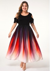 robe longue à col rond rose ombré couvrant le ventre Rotita