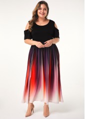 plus size cold shoulder gradient dress