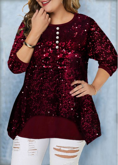 sequin plus size tops