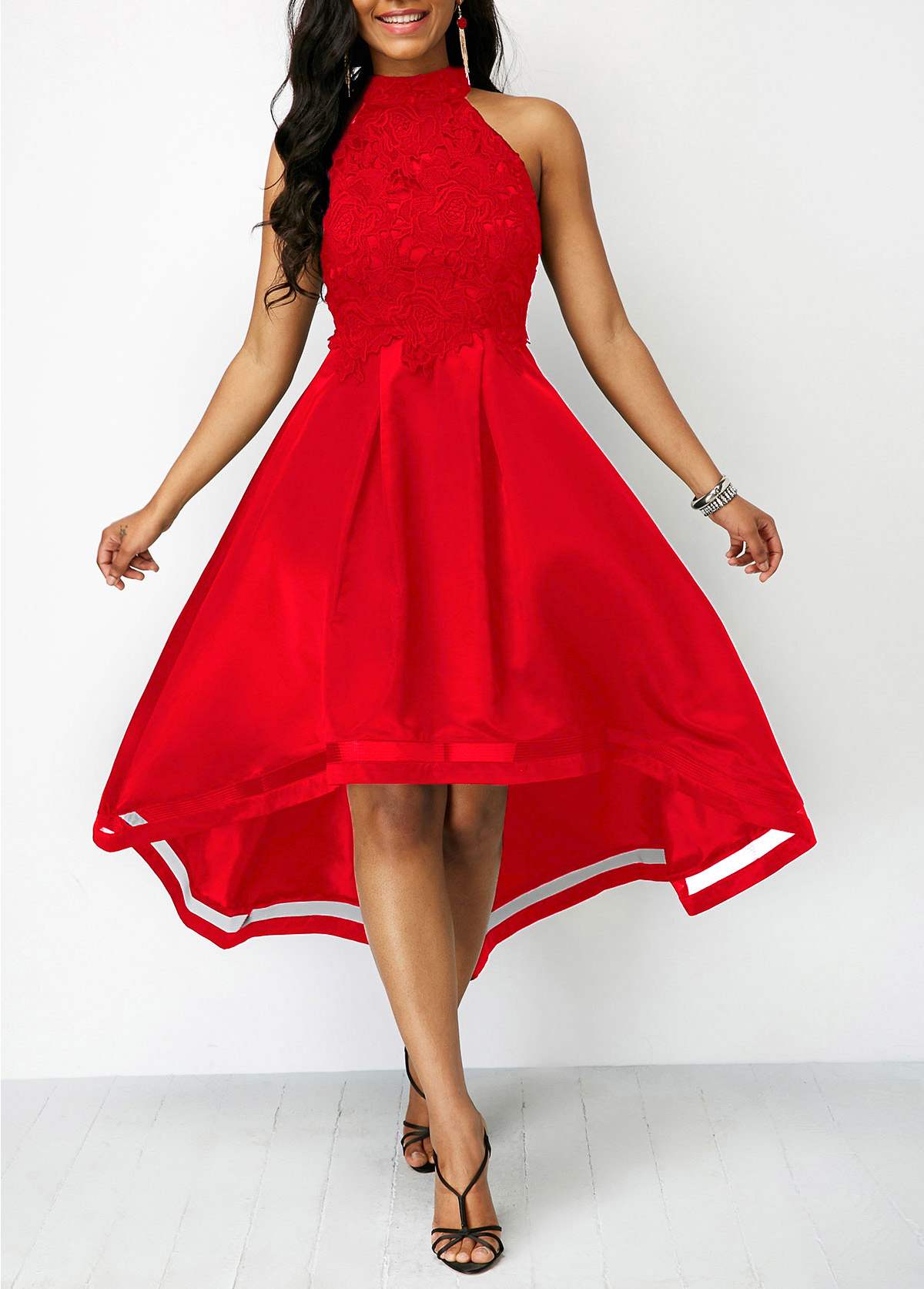 red high low gown