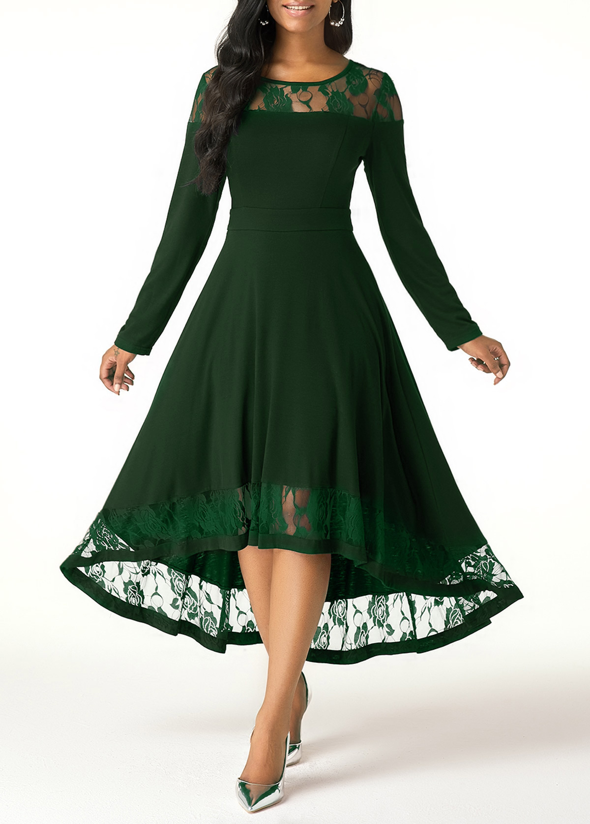 long sleeve high low dress