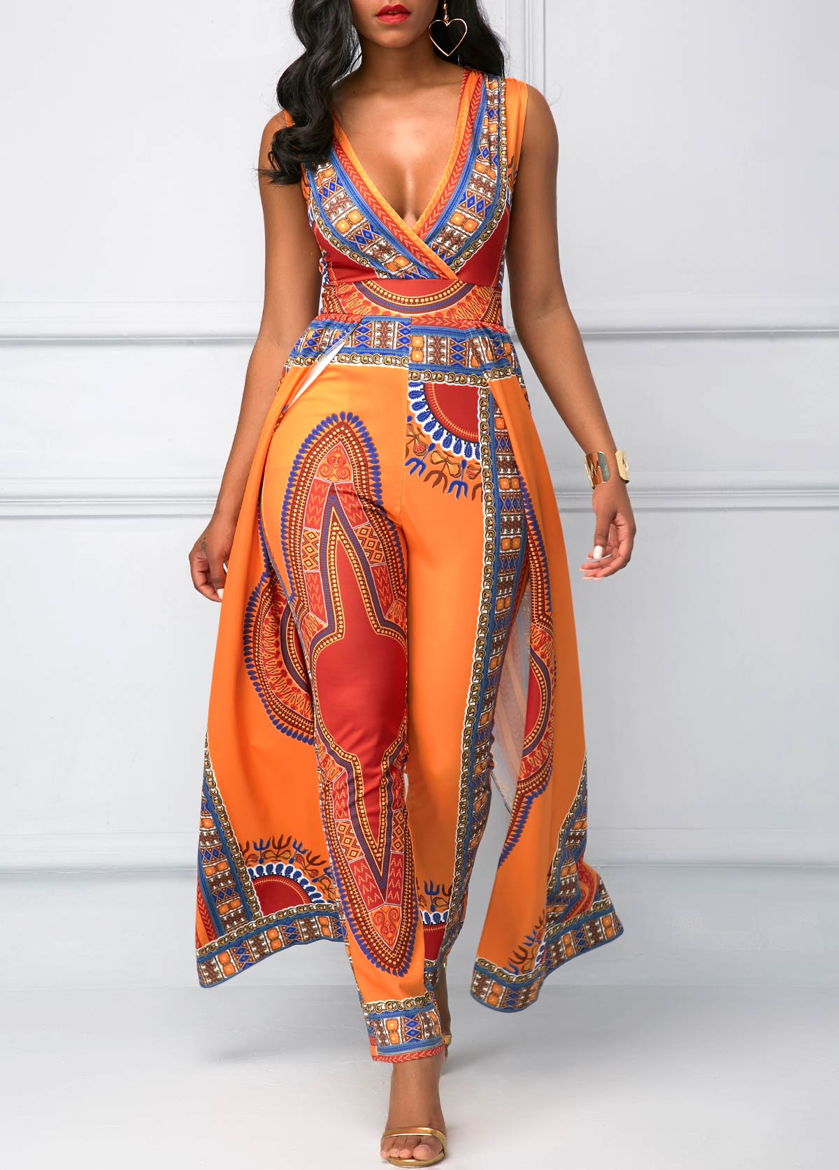 dashiki print jumpsuit