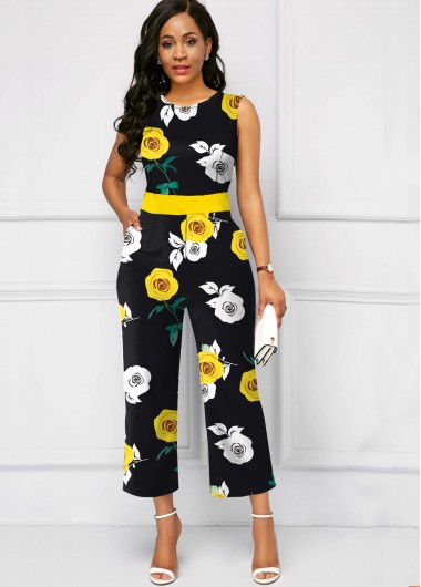 lace panel navy blue scalloped neckline jumpsuit